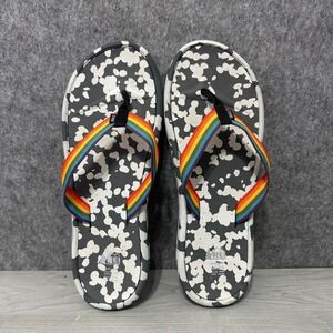 REI Co-op Men's Sz 10 Recycled Wide-Strap Flip-Flops Pride Edition Rainbow Camo